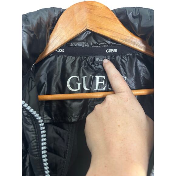 GUESS Black Quilted Puffer Knit Panel Jacket M - Picture 4 of 5